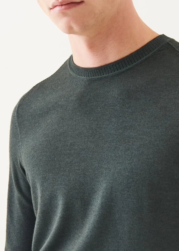 Extra-Fine Merino Vintage Wash Ribbed Hem Crewneck