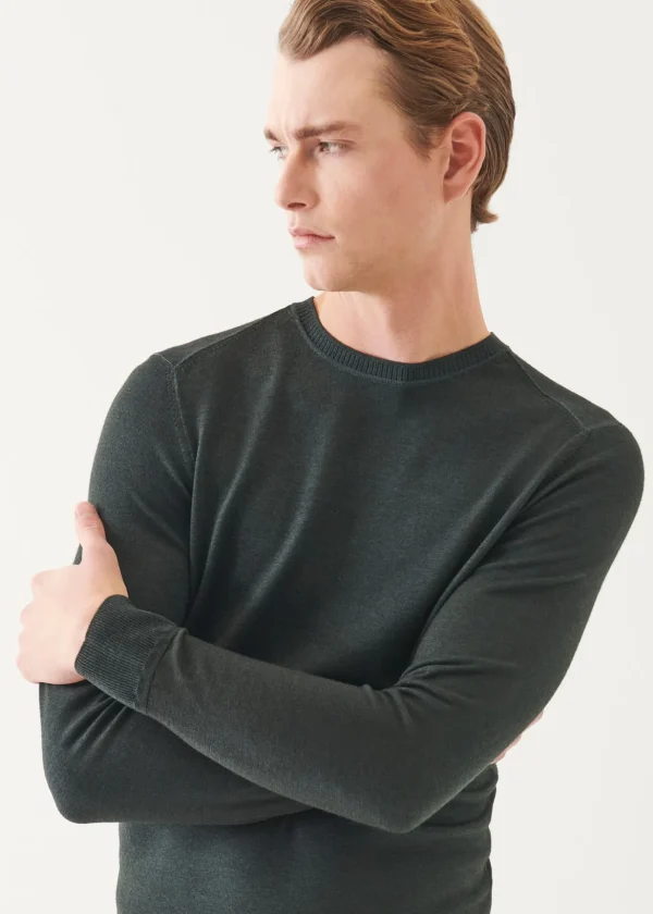 Extra-Fine Merino Vintage Wash Ribbed Hem Crewneck