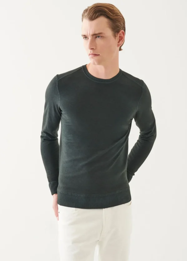 Extra-Fine Merino Vintage Wash Ribbed Hem Crewneck