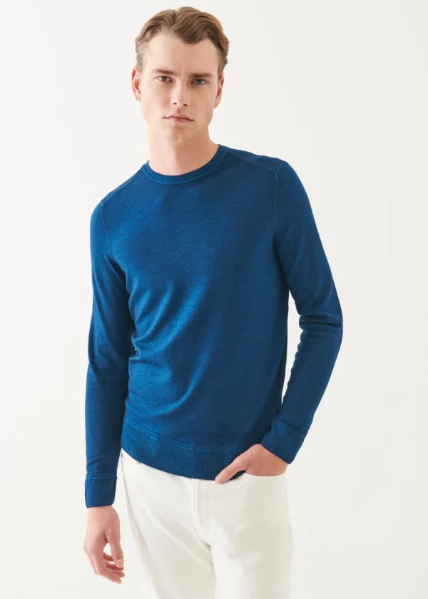 Extra-Fine Merino Vintage Wash Ribbed Hem Crewneck