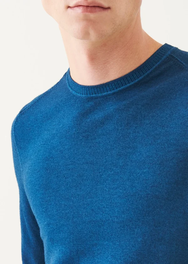 Extra-Fine Merino Vintage Wash Ribbed Hem Crewneck