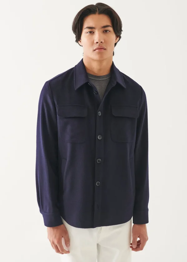 Flap Pocket Wool-Cashmere Shirt Jacket