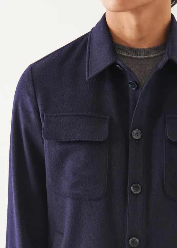 Flap Pocket Wool-Cashmere Shirt Jacket