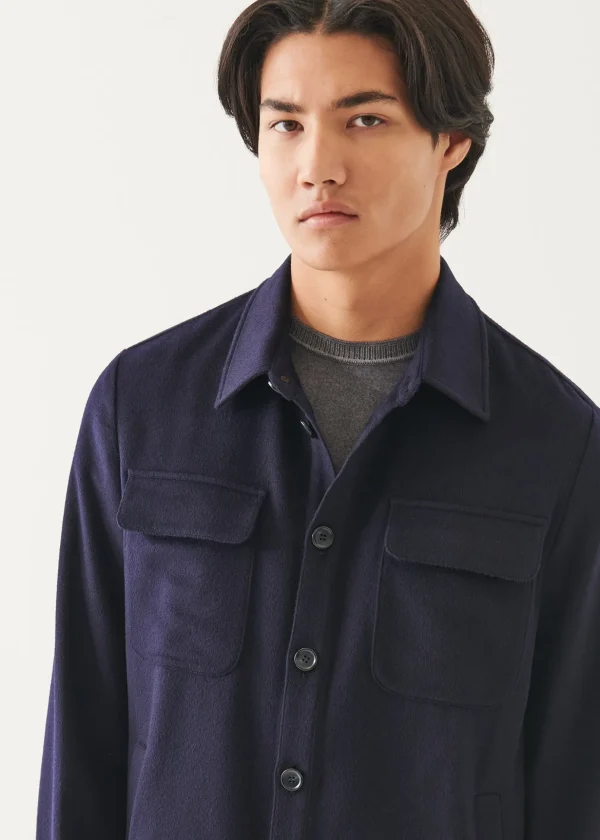 Flap Pocket Wool-Cashmere Shirt Jacket