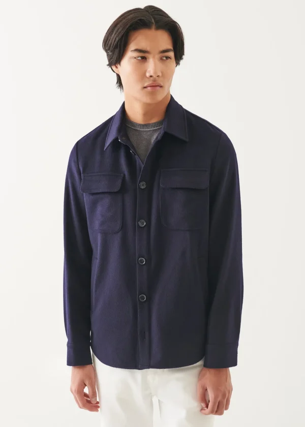 Flap Pocket Wool-Cashmere Shirt Jacket