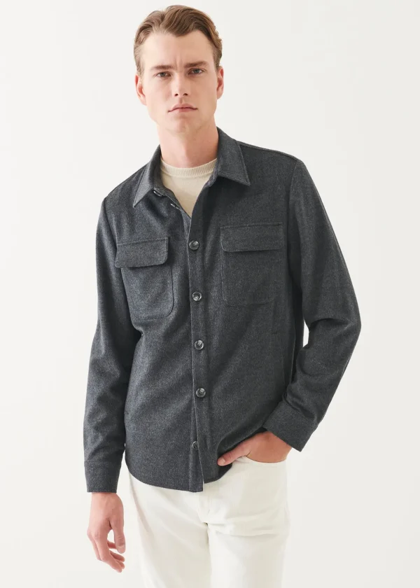 Flap Pocket Wool-Cashmere Shirt Jacket