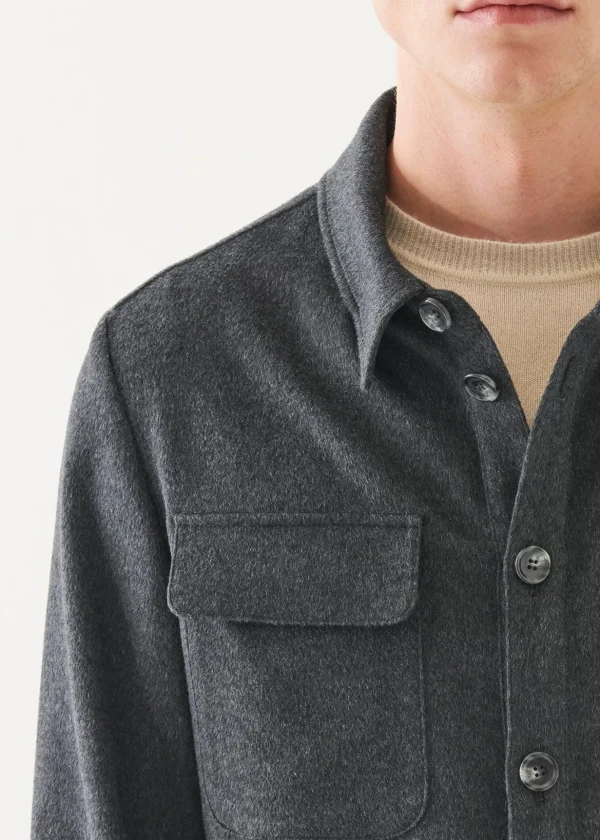 Flap Pocket Wool-Cashmere Shirt Jacket