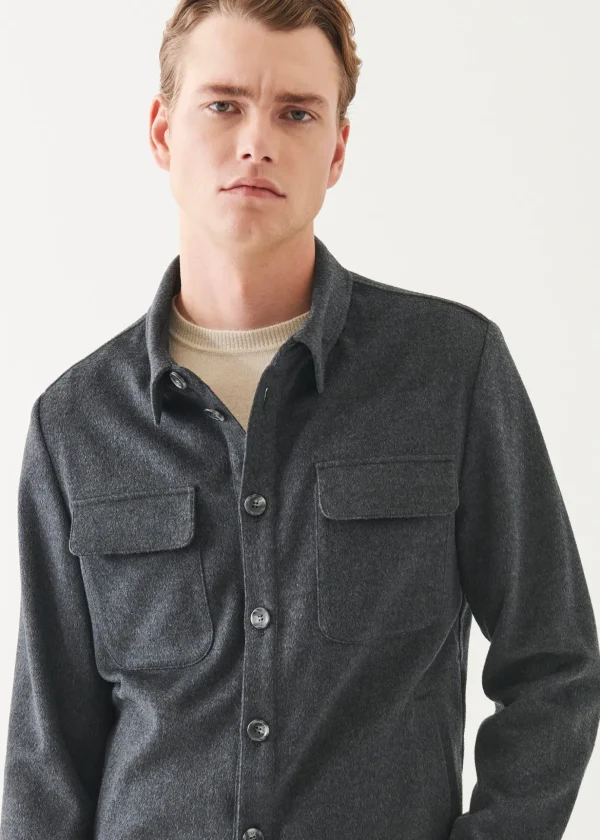 Flap Pocket Wool-Cashmere Shirt Jacket