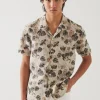 Floral Leaf Print Linen Shirt