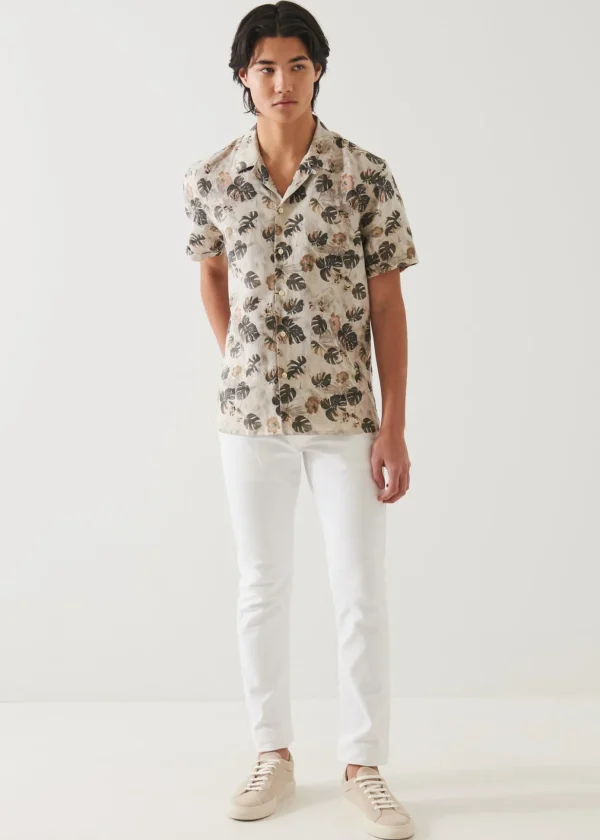 Floral Leaf Print Linen Shirt