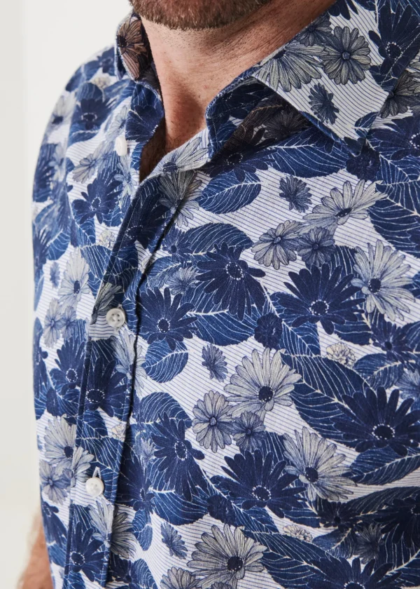 Floral Print Cotton Short Sleeve Shirt