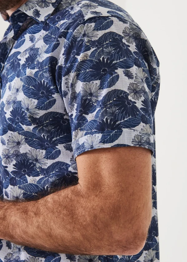 Floral Print Cotton Short Sleeve Shirt