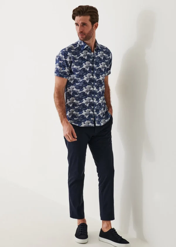 Floral Print Cotton Short Sleeve Shirt