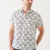 Leaf Print Cotton Short Sleeve Shirt