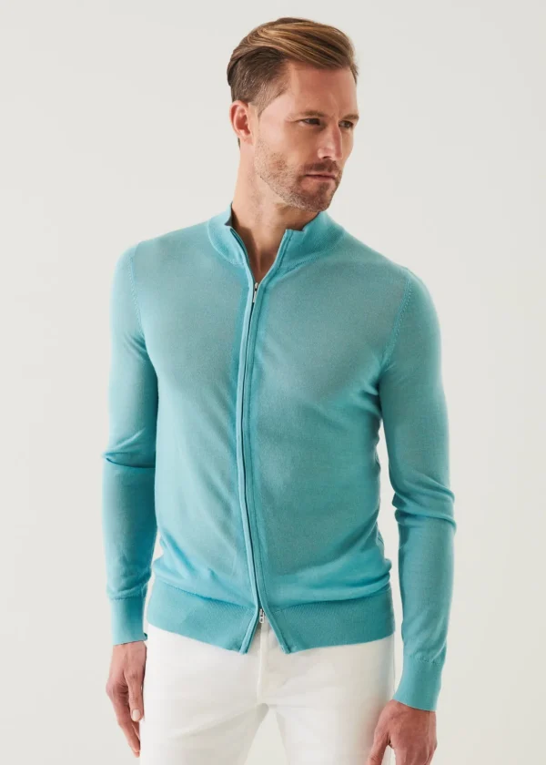 Lightweight Merino Blend Full Zip Sweater