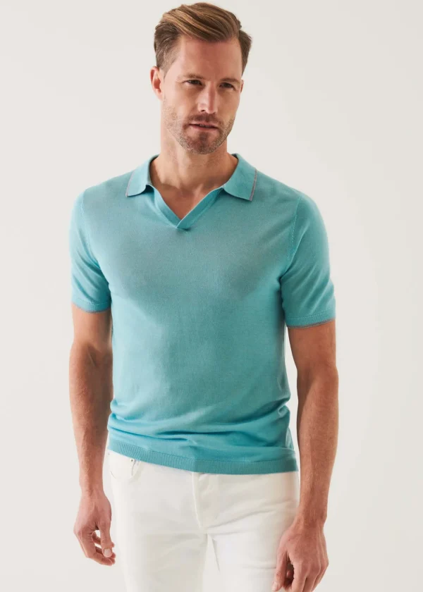 Lightweight Merino Blend Open Polo