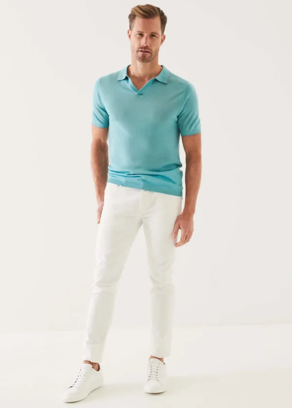 Lightweight Merino Blend Open Polo