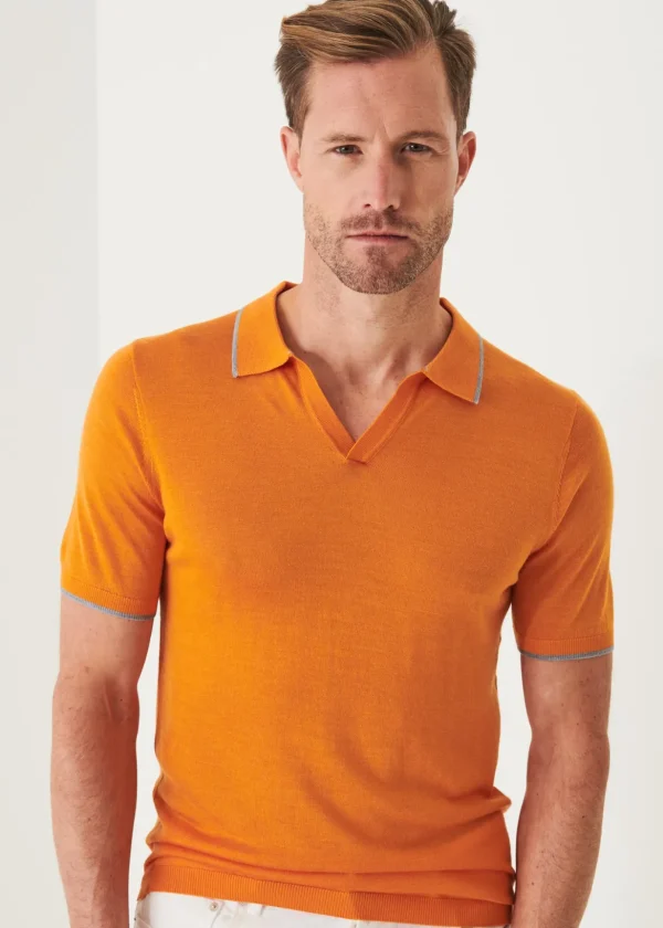 Lightweight Merino Blend Open Polo