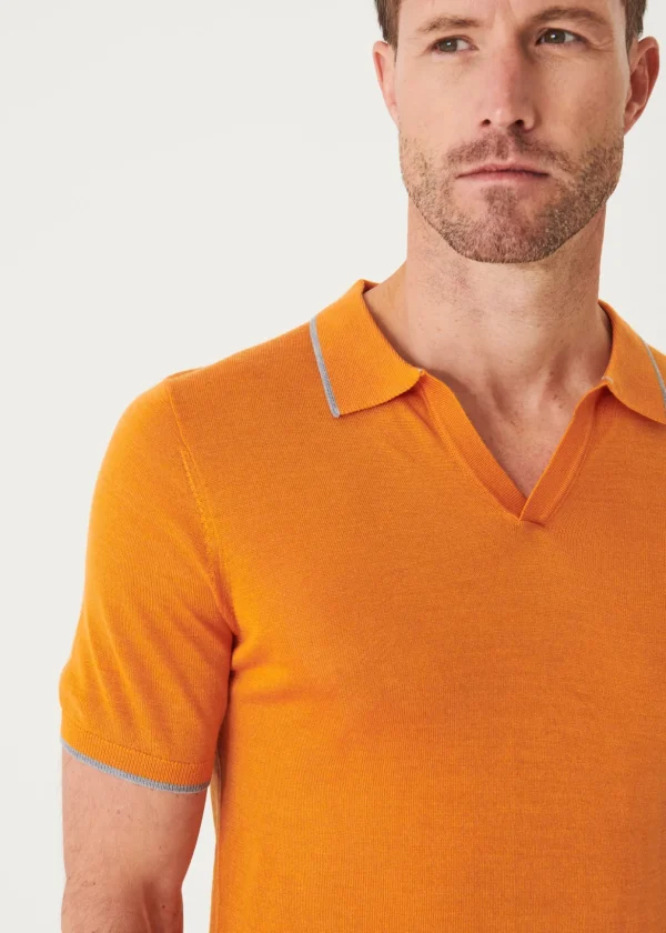 Lightweight Merino Blend Open Polo