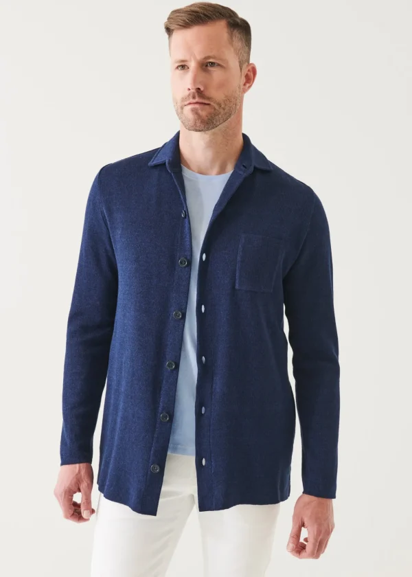 Linen Cotton Blend Shirt Jacket