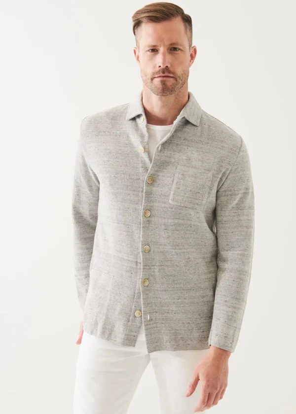 Linen Cotton Blend Shirt Jacket