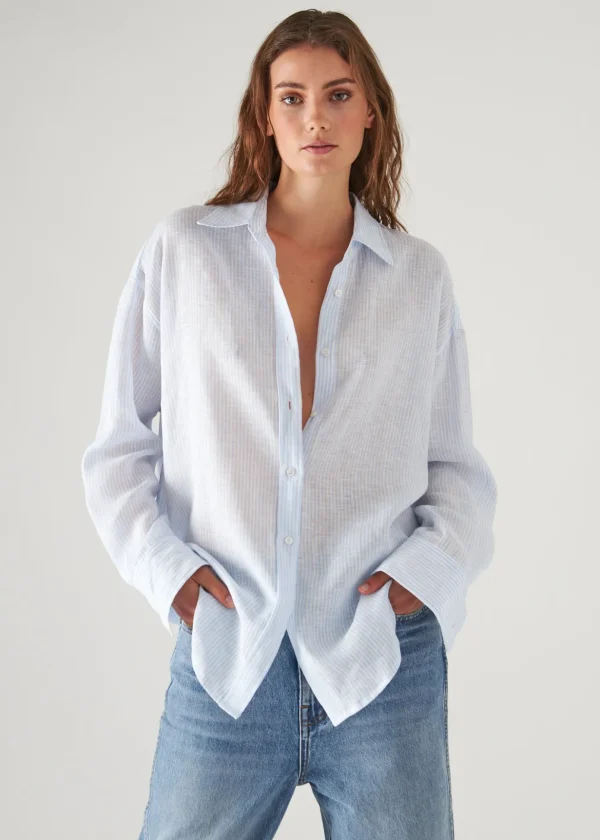 Linen Striped Boyfriend Shirt