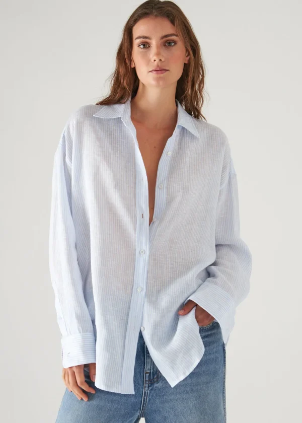 Linen Striped Boyfriend Shirt