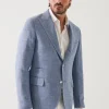 Linen Wool Blend Peak Lapel Blazer