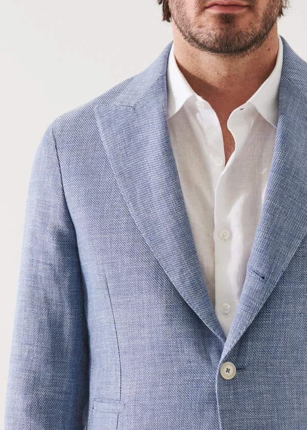 Linen Wool Blend Peak Lapel Blazer