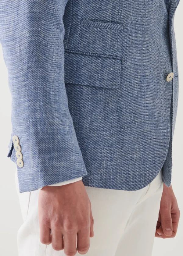 Linen Wool Blend Peak Lapel Blazer