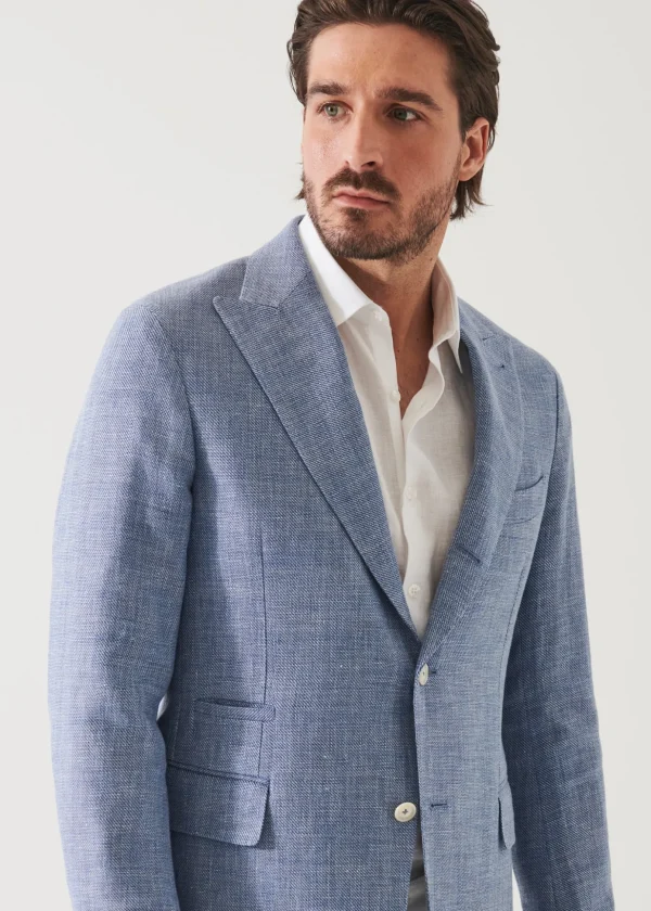 Linen Wool Blend Peak Lapel Blazer