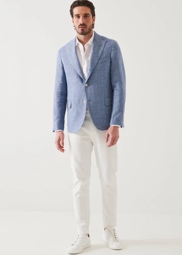 Linen Wool Blend Peak Lapel Blazer