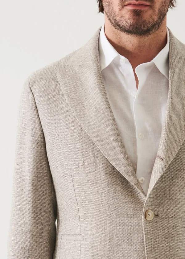 Linen Wool Blend Peak Lapel Blazer