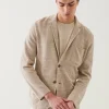 Linen-Cotton Blend Textured Stitch Knit Blazer