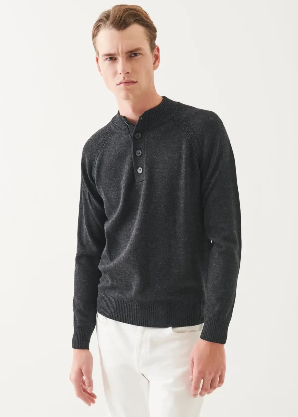 Merino Button Up Mock Neck Sweater