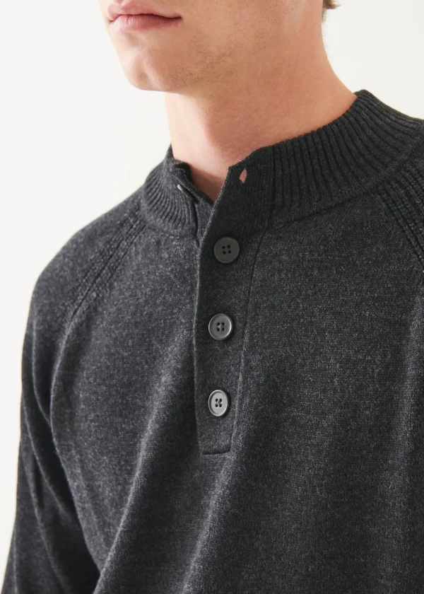 Merino Button Up Mock Neck Sweater