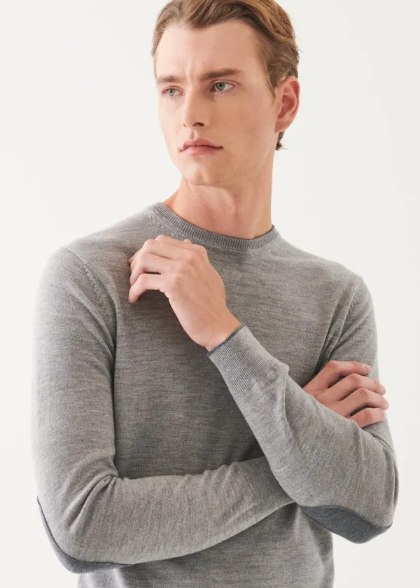 Merino Crewneck With Elbow Patches