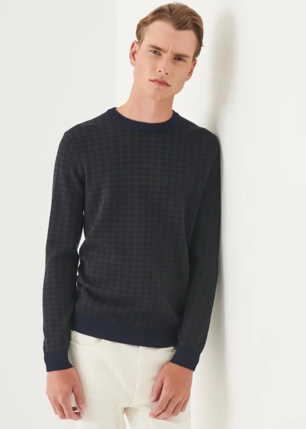 Merino Houndstooth Crewneck