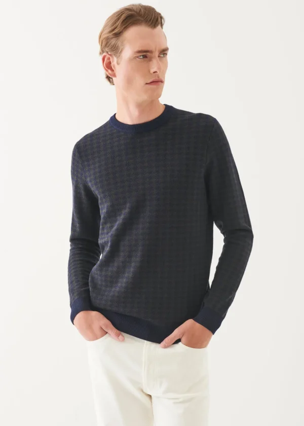 Merino Houndstooth Crewneck