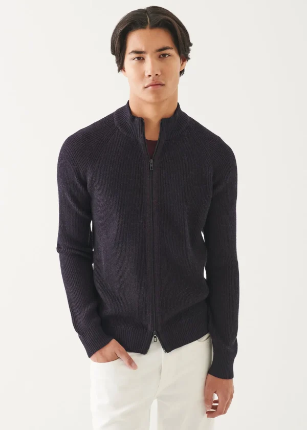 Merino Plaited Zip Up Cardigan