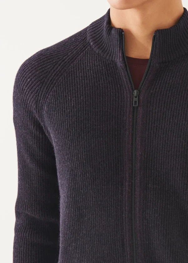 Merino Plaited Zip Up Cardigan