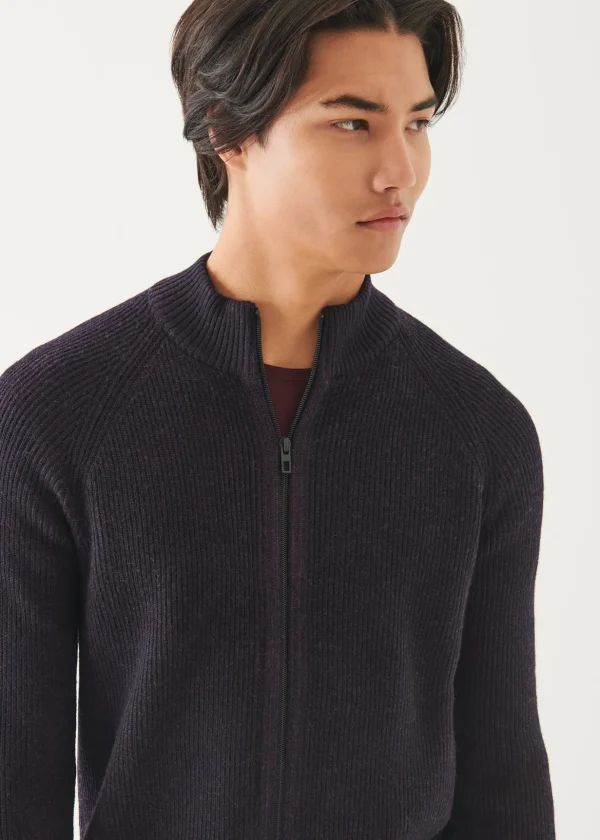 Merino Plaited Zip Up Cardigan