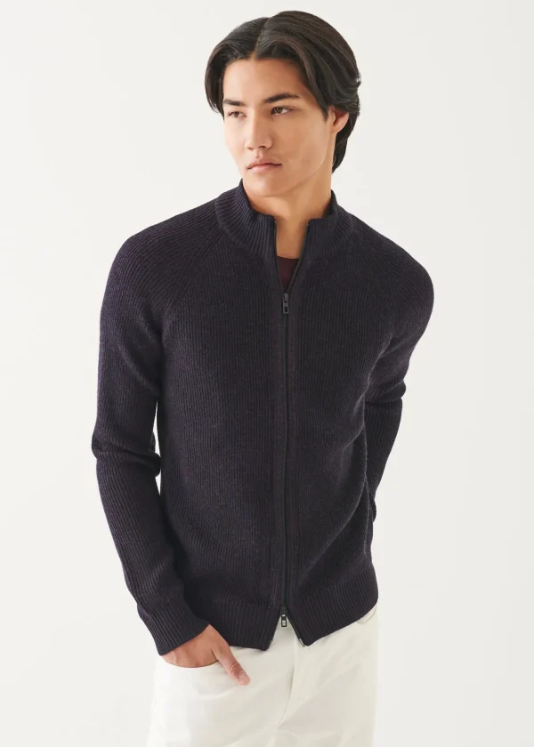 Merino Plaited Zip Up Cardigan