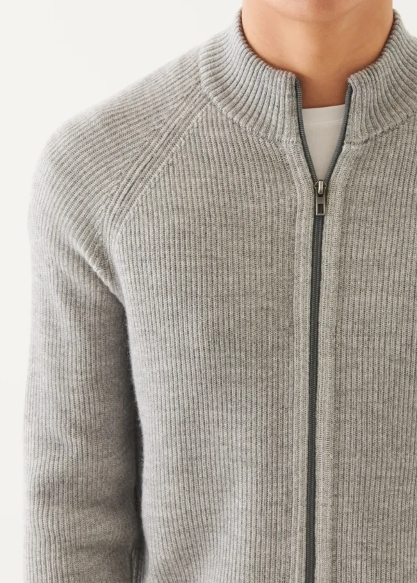 Merino Plaited Zip Up Cardigan