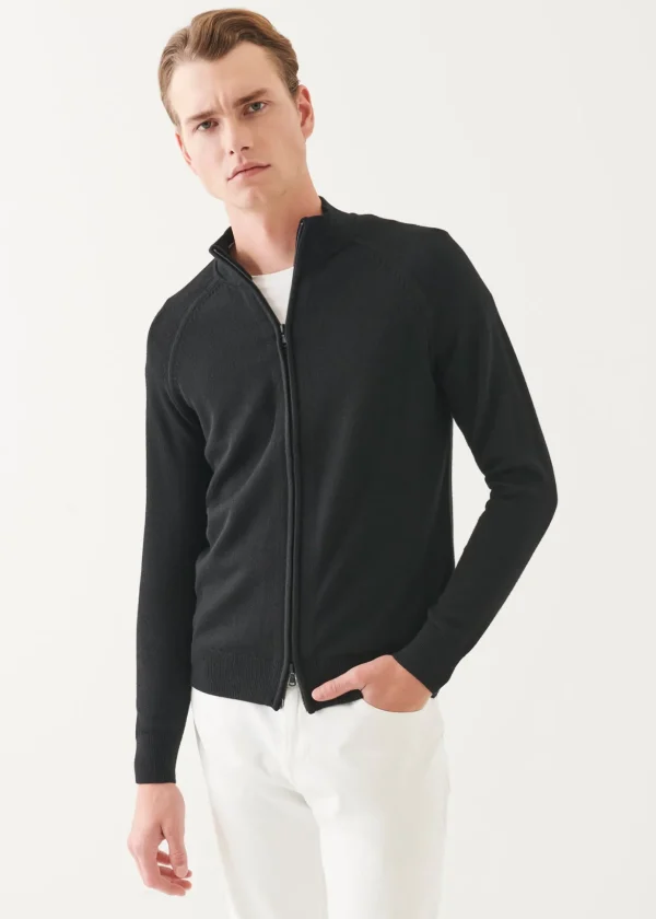 Merino Raglan Zip Up Cardigan