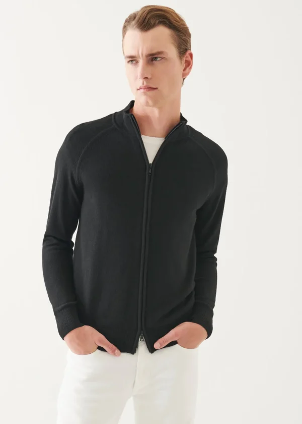 Merino Raglan Zip Up Cardigan