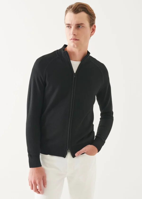 Merino Raglan Zip Up Cardigan