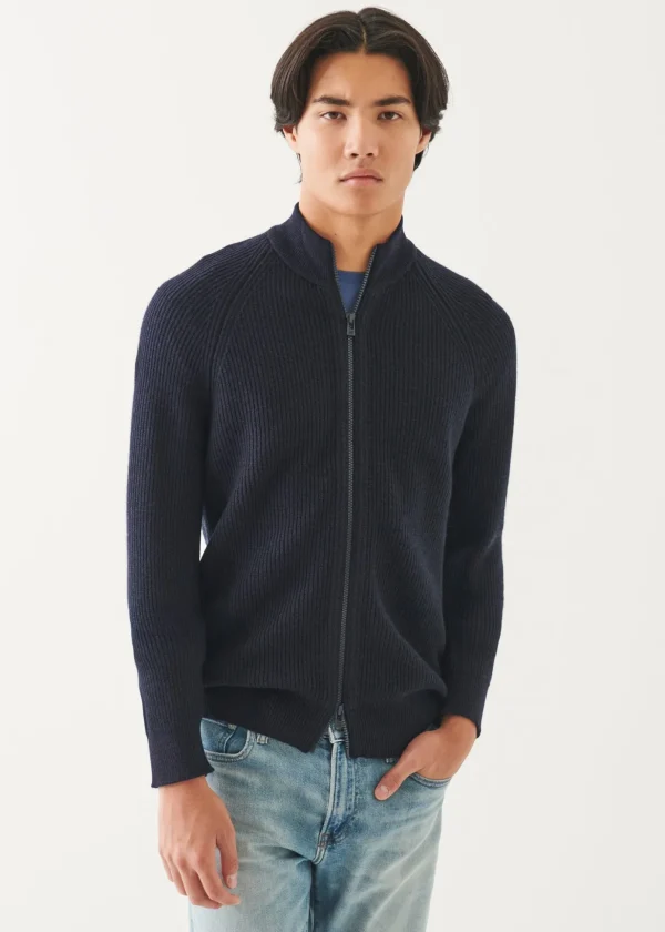 Merino Ribbed Full Zip Cardigan