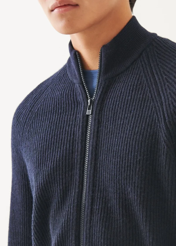 Merino Ribbed Full Zip Cardigan