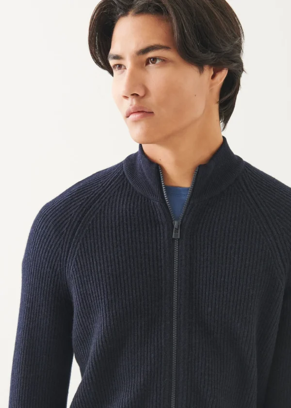 Merino Ribbed Full Zip Cardigan